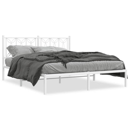 Estrutura de cama com cabeceira 160x200 cm metal branco