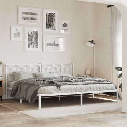 Estrutura de cama com cabeceira 193x203 cm metal branco