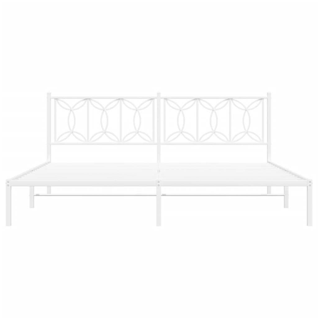 Estrutura de cama com cabeceira 193x203 cm metal branco