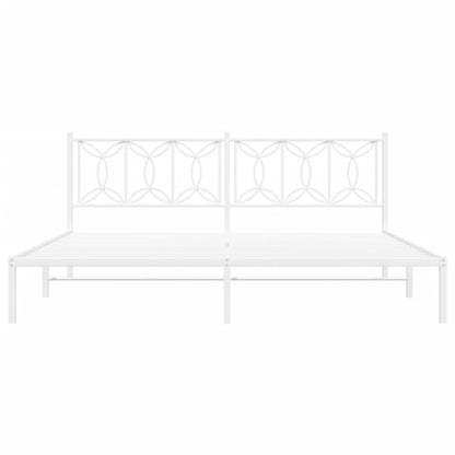 Estrutura de cama com cabeceira 193x203 cm metal branco