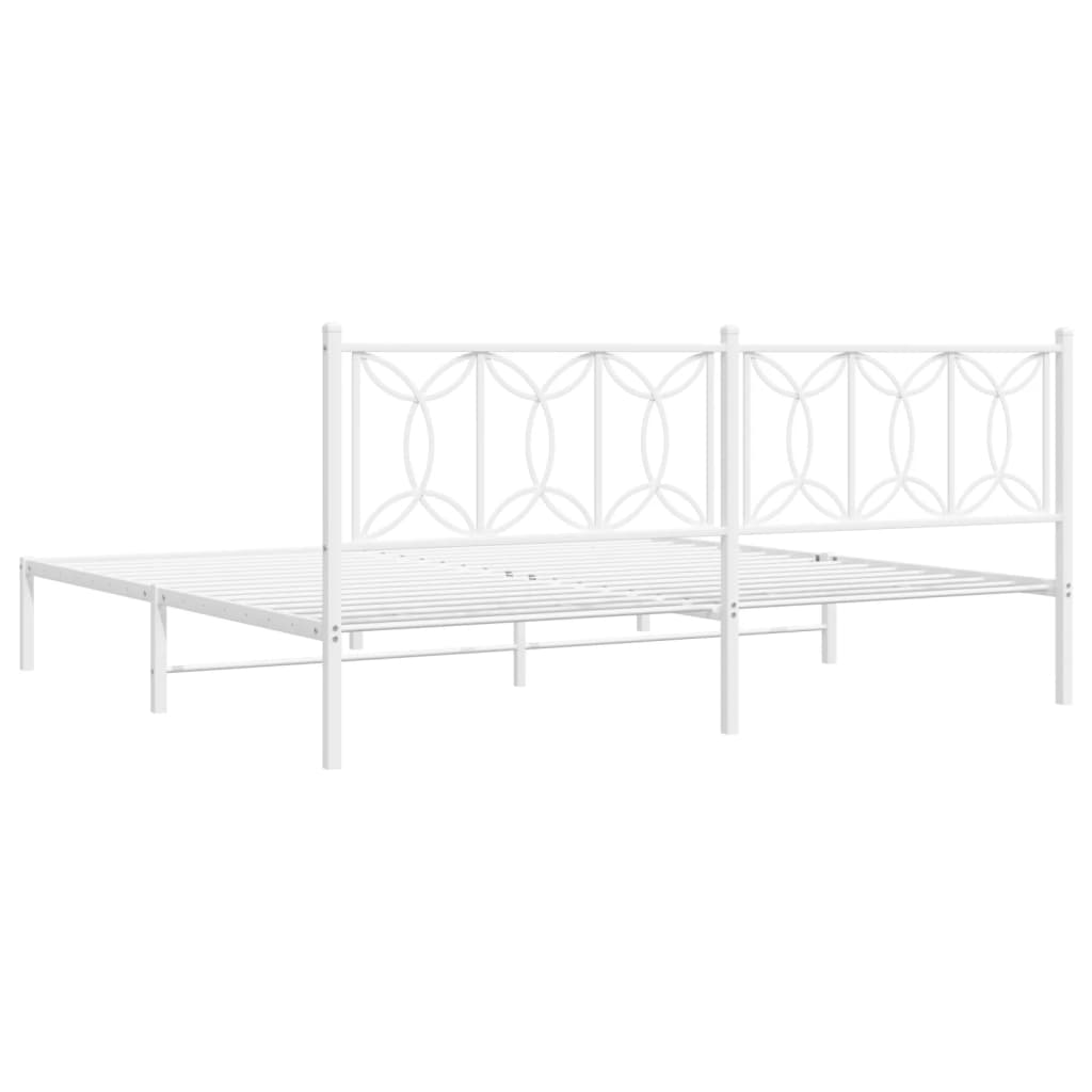 Estrutura de cama com cabeceira 193x203 cm metal branco