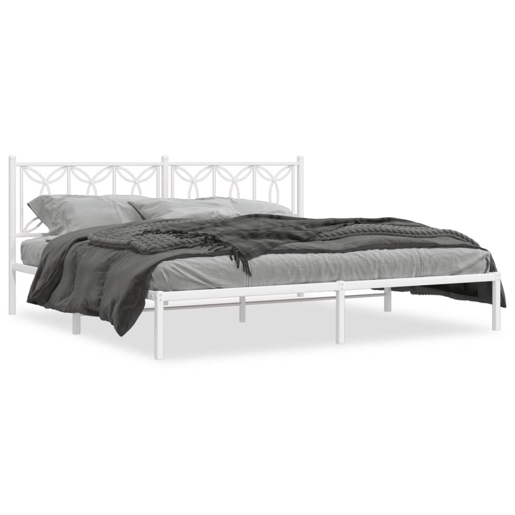 Estrutura de cama com cabeceira 193x203 cm metal branco