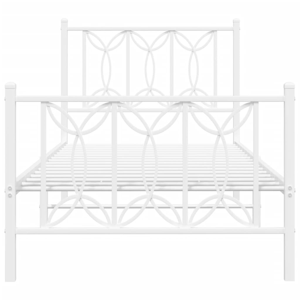 Estrutura de cama com cabeceira e pés 75x190 cm metal branco