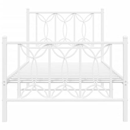 Estrutura de cama com cabeceira e pés 75x190 cm metal branco