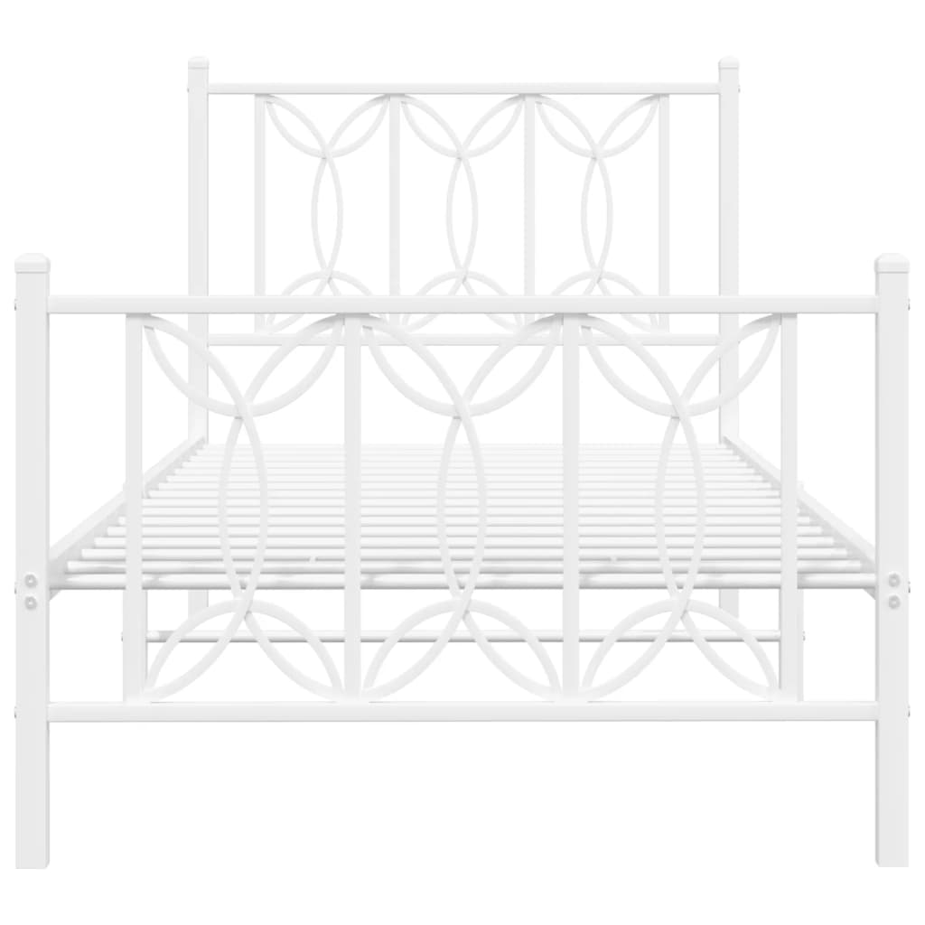 Estrutura de cama com cabeceira e pés 80x200 cm metal branco