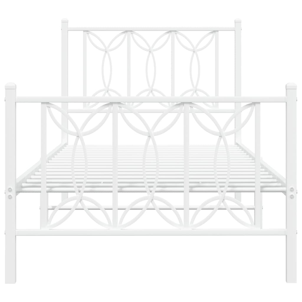 Estrutura de cama com cabeceira e pés 90x190 cm metal branco