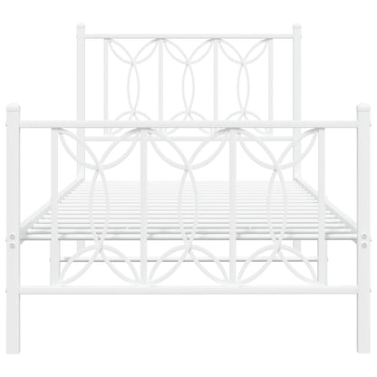 Estrutura de cama com cabeceira e pés 90x190 cm metal branco