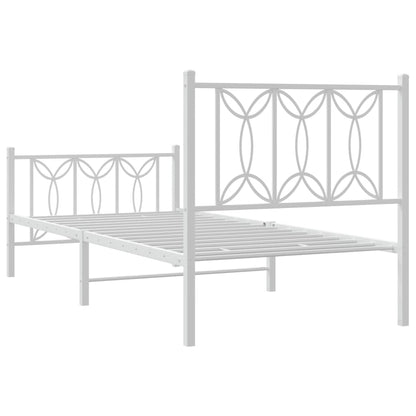 Estrutura de cama com cabeceira e pés 90x190 cm metal branco