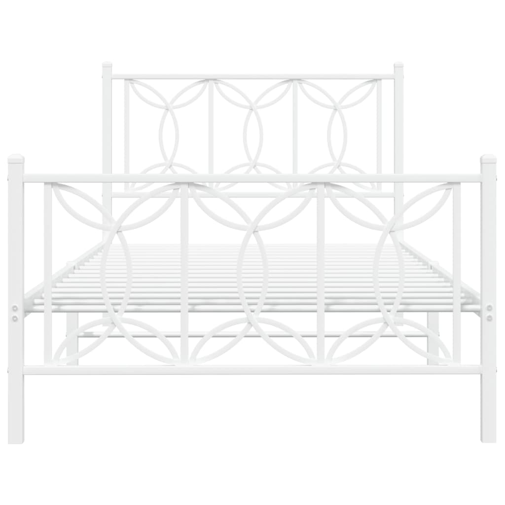 Estrutura de cama com cabeceira e pés 100x190 cm metal branco