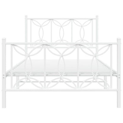 Estrutura de cama com cabeceira e pés 100x190 cm metal branco