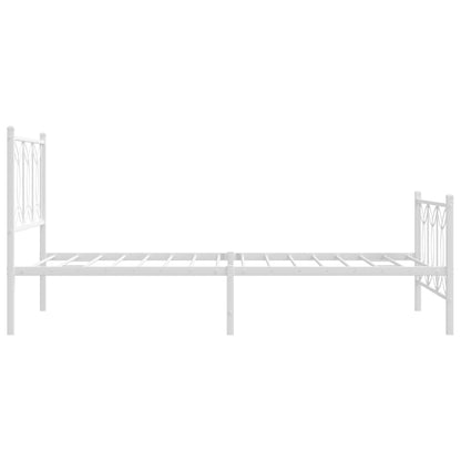 Estrutura de cama com cabeceira e pés 100x190 cm metal branco