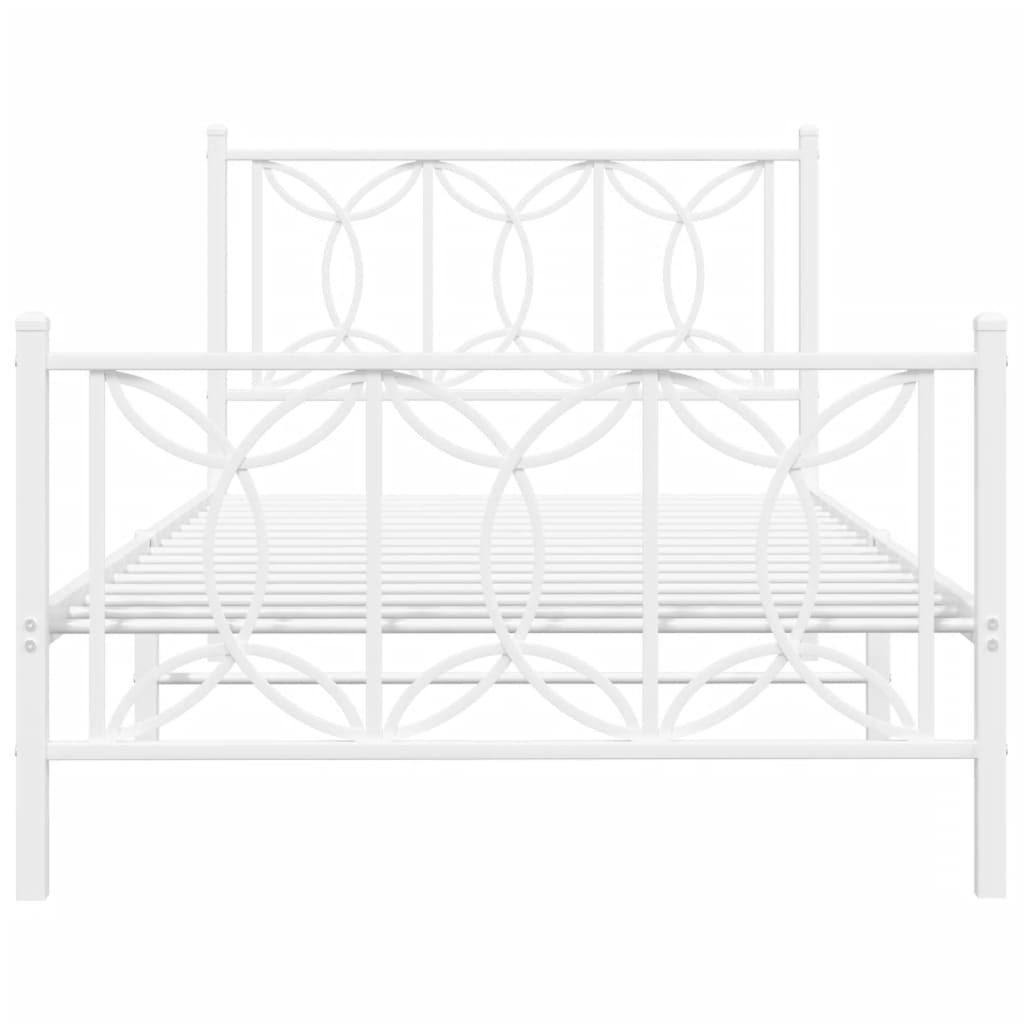 Estrutura de cama com cabeceira e pés 107x203 cm metal branco