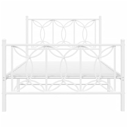 Estrutura de cama com cabeceira e pés 107x203 cm metal branco