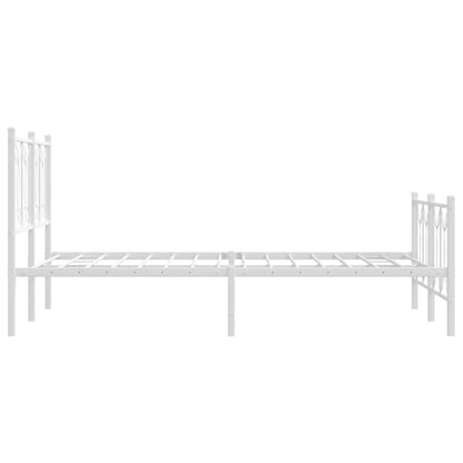 Estrutura de cama com cabeceira e pés 120x190 cm metal branco