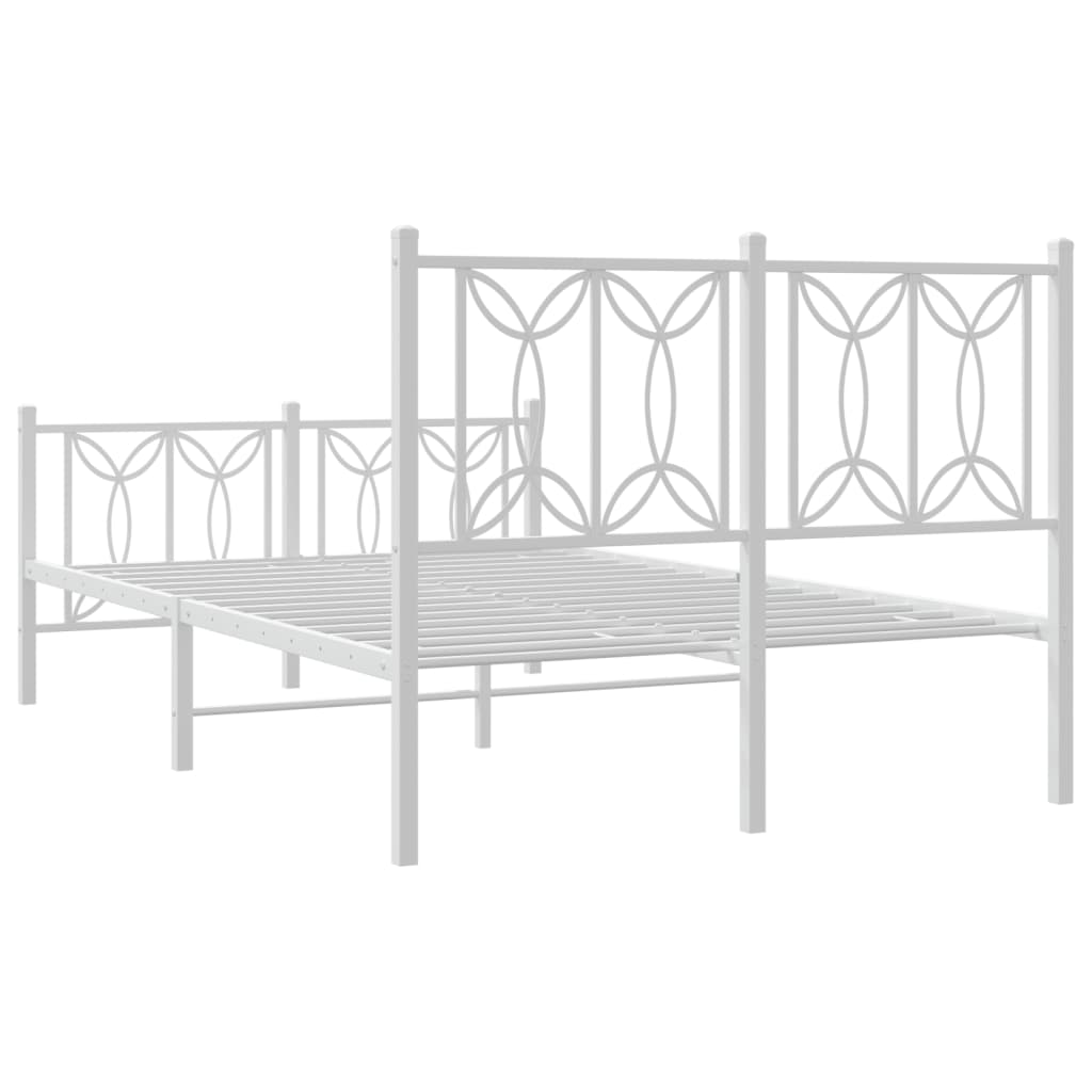 Estrutura de cama com cabeceira e pés 120x190 cm metal branco