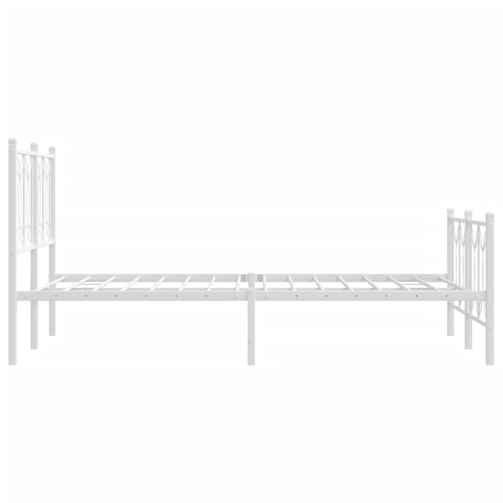 Estrutura de cama com cabeceira e pés 120x200 cm metal branco