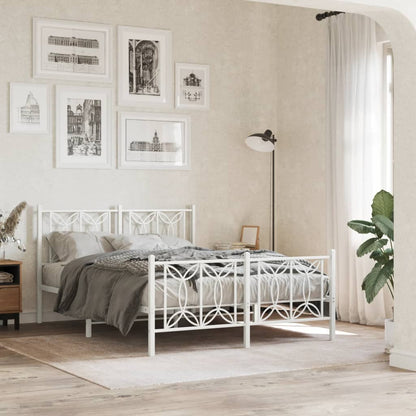 Estrutura de cama com cabeceira e pés 135x190 cm metal branco