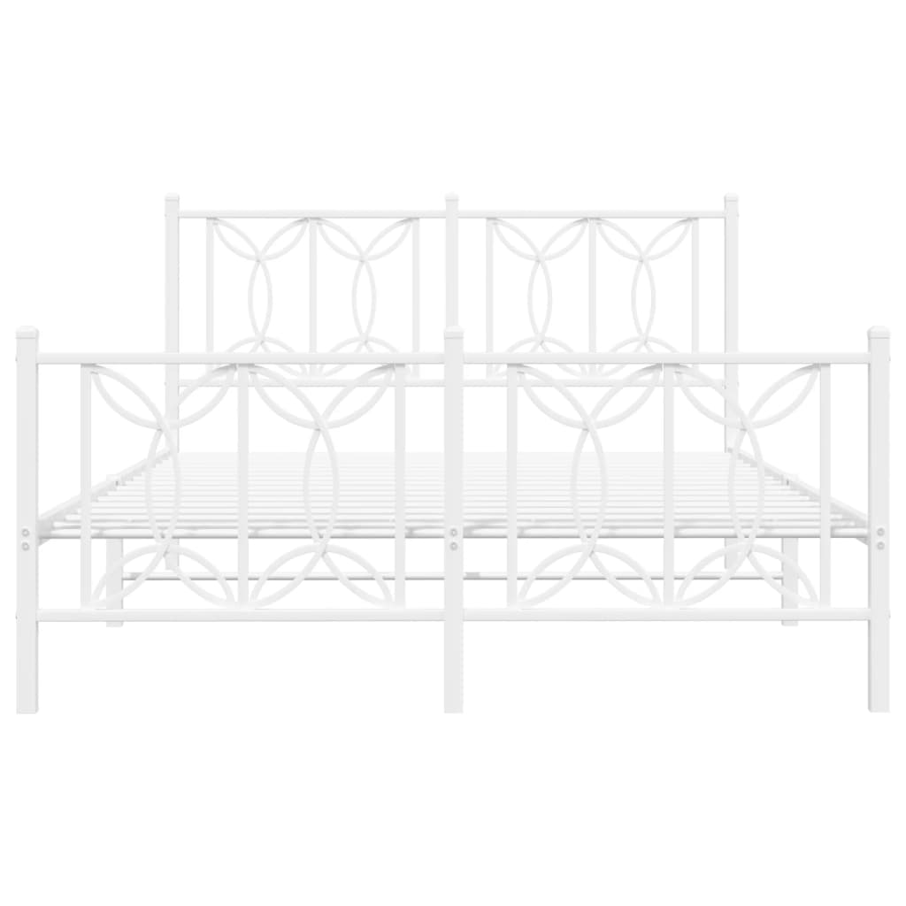 Estrutura de cama com cabeceira e pés 135x190 cm metal branco