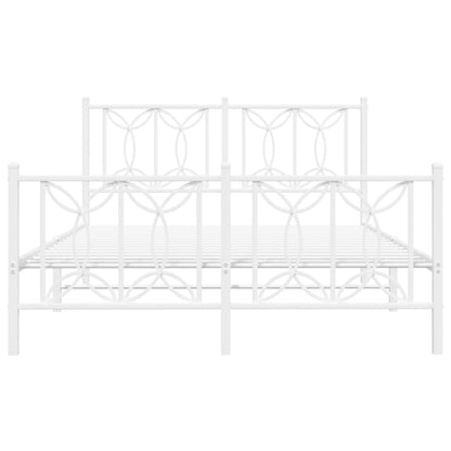 Estrutura de cama com cabeceira e pés 135x190 cm metal branco