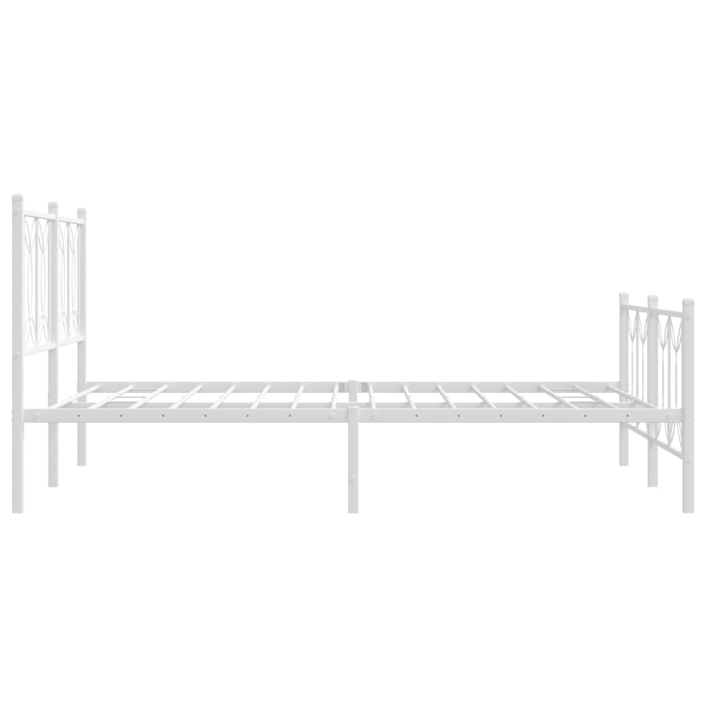 Estrutura de cama com cabeceira e pés 135x190 cm metal branco