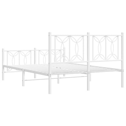 Estrutura de cama com cabeceira e pés 135x190 cm metal branco