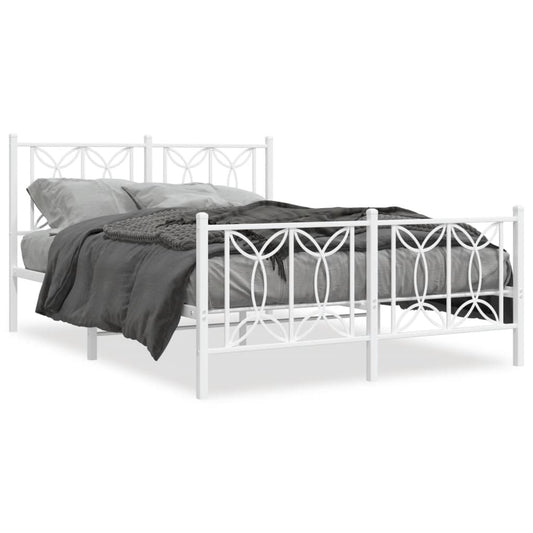 Estrutura de cama com cabeceira e pés 140x190 cm metal branco