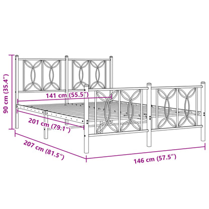 Estrutura de cama com cabeceira e pés 140x200 cm metal branco