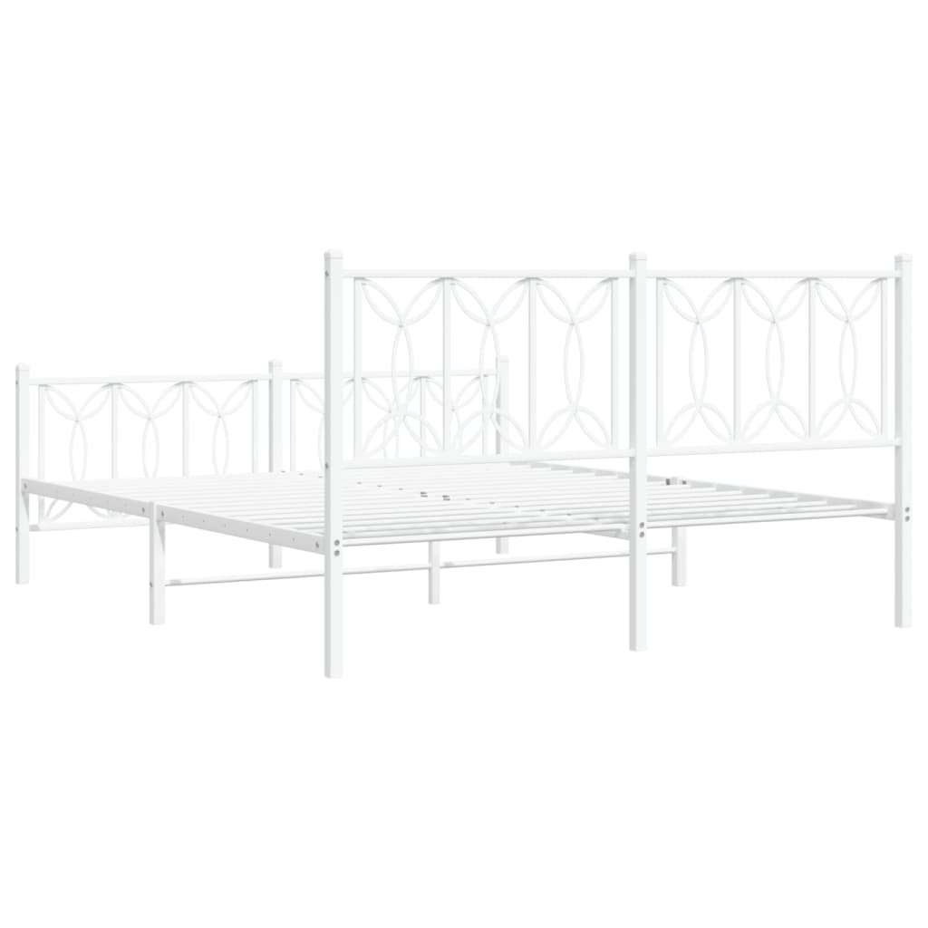 Estrutura de cama com cabeceira e pés 150x200 cm metal branco