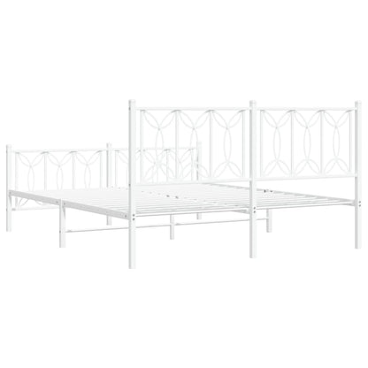 Estrutura de cama com cabeceira e pés 150x200 cm metal branco