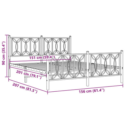 Estrutura de cama com cabeceira e pés 150x200 cm metal branco