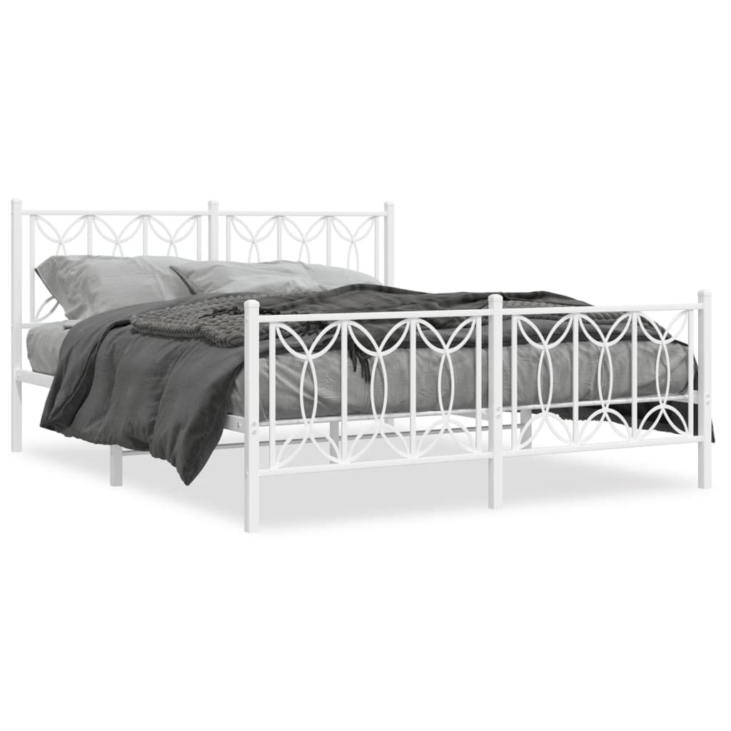 Estrutura de cama com cabeceira e pés 150x200 cm metal branco