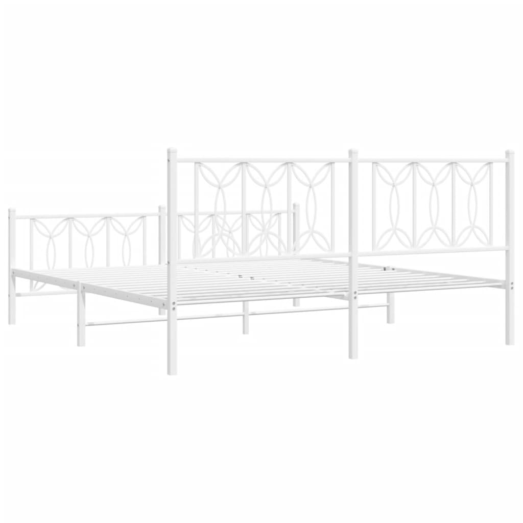 Estrutura de cama com cabeceira e pés 180x200 cm metal branco