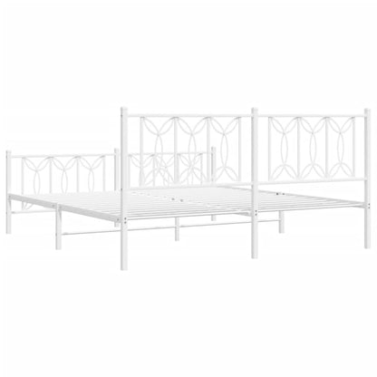 Estrutura de cama com cabeceira e pés 180x200 cm metal branco