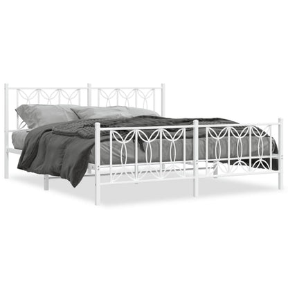 Estrutura de cama com cabeceira e pés 180x200 cm metal branco