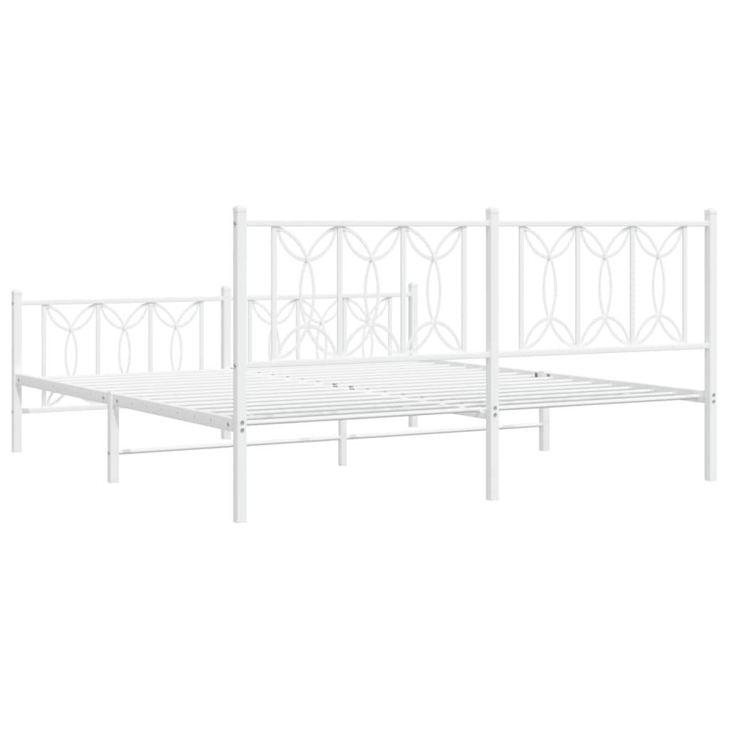 Estrutura de cama com cabeceira e pés 183x213 cm metal branco