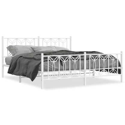 Estrutura de cama com cabeceira e pés 183x213 cm metal branco