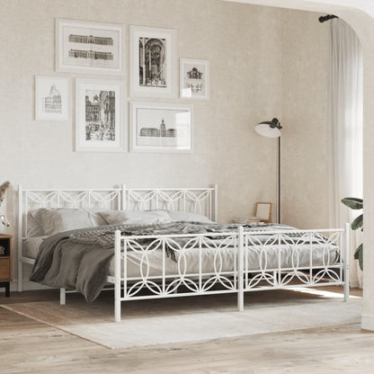 Estrutura de cama com cabeceira e pés 193x203 cm metal branco