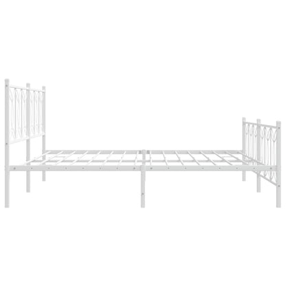 Estrutura de cama com cabeceira e pés 193x203 cm metal branco