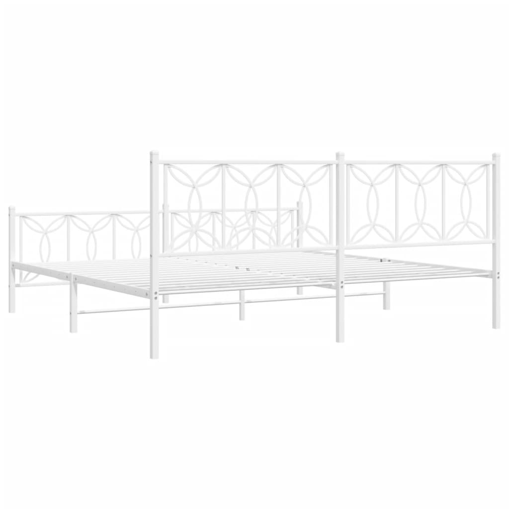 Estrutura de cama com cabeceira e pés 193x203 cm metal branco