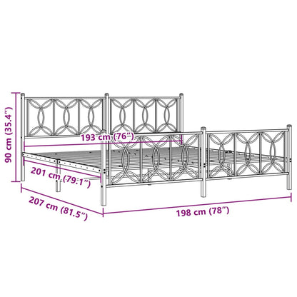 Estrutura de cama com cabeceira e pés 193x203 cm metal branco