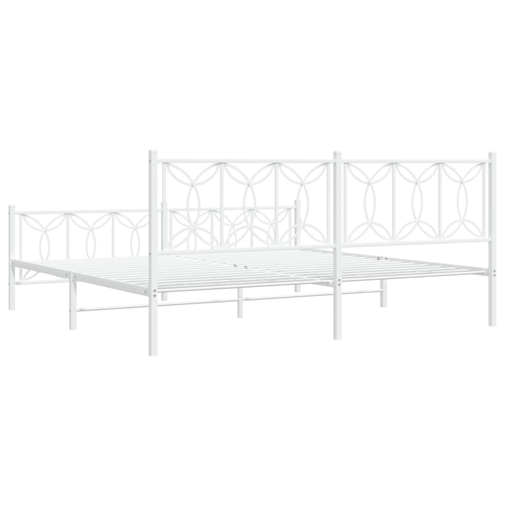 Estrutura de cama com cabeceira e pés 200x200 cm metal branco