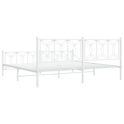 Estrutura de cama com cabeceira e pés 200x200 cm metal branco