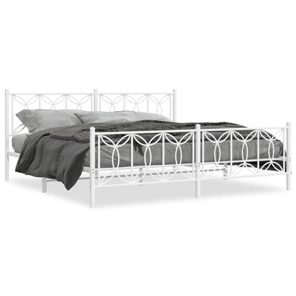 Estrutura de cama com cabeceira e pés 200x200 cm metal branco