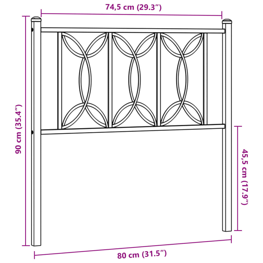 Cabeceira de cama 75 cm metal branco