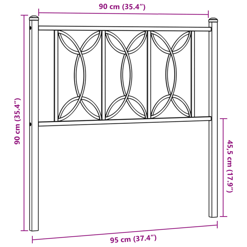 Cabeceira de cama 90 cm metal branco