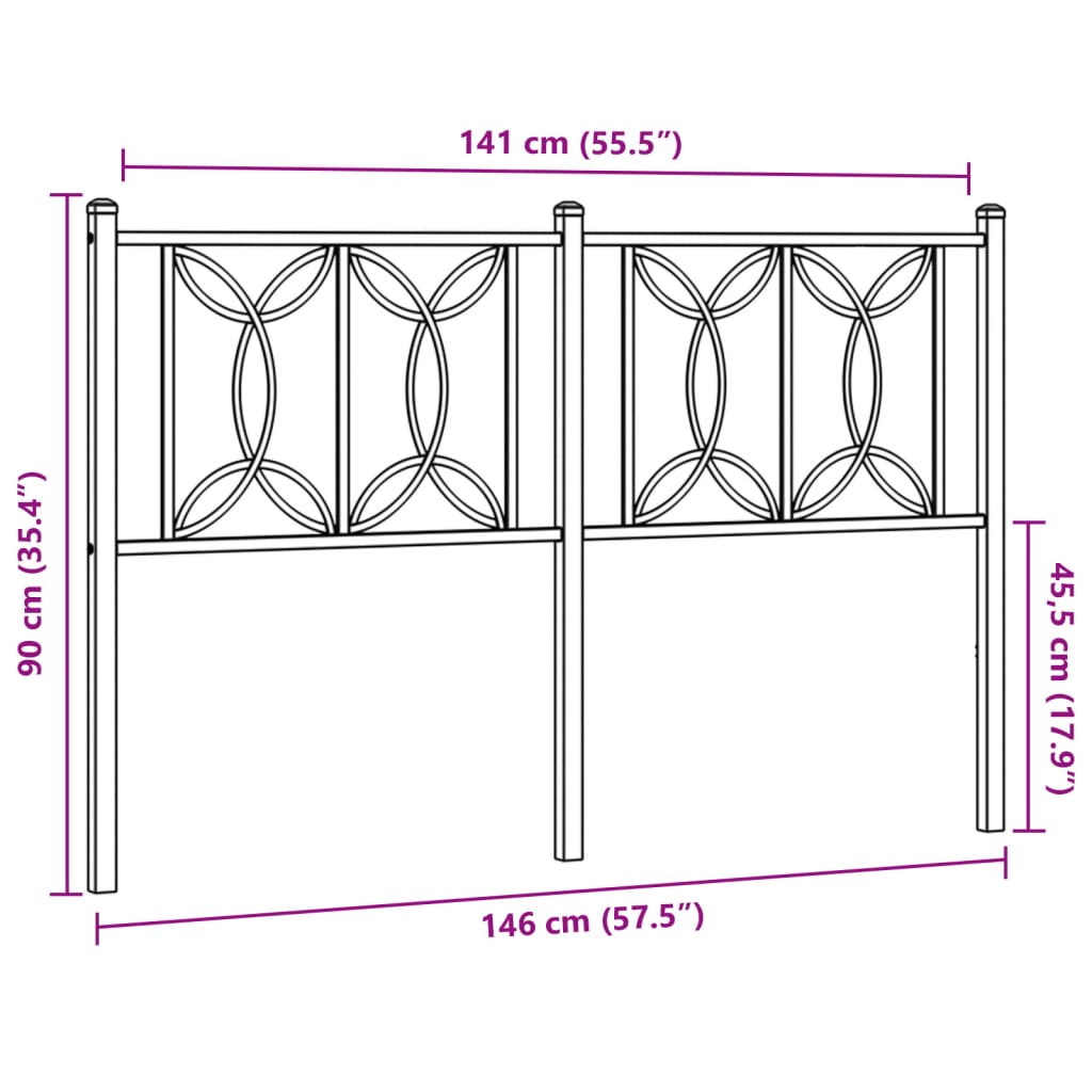 Cabeceira de cama 140 cm metal branco