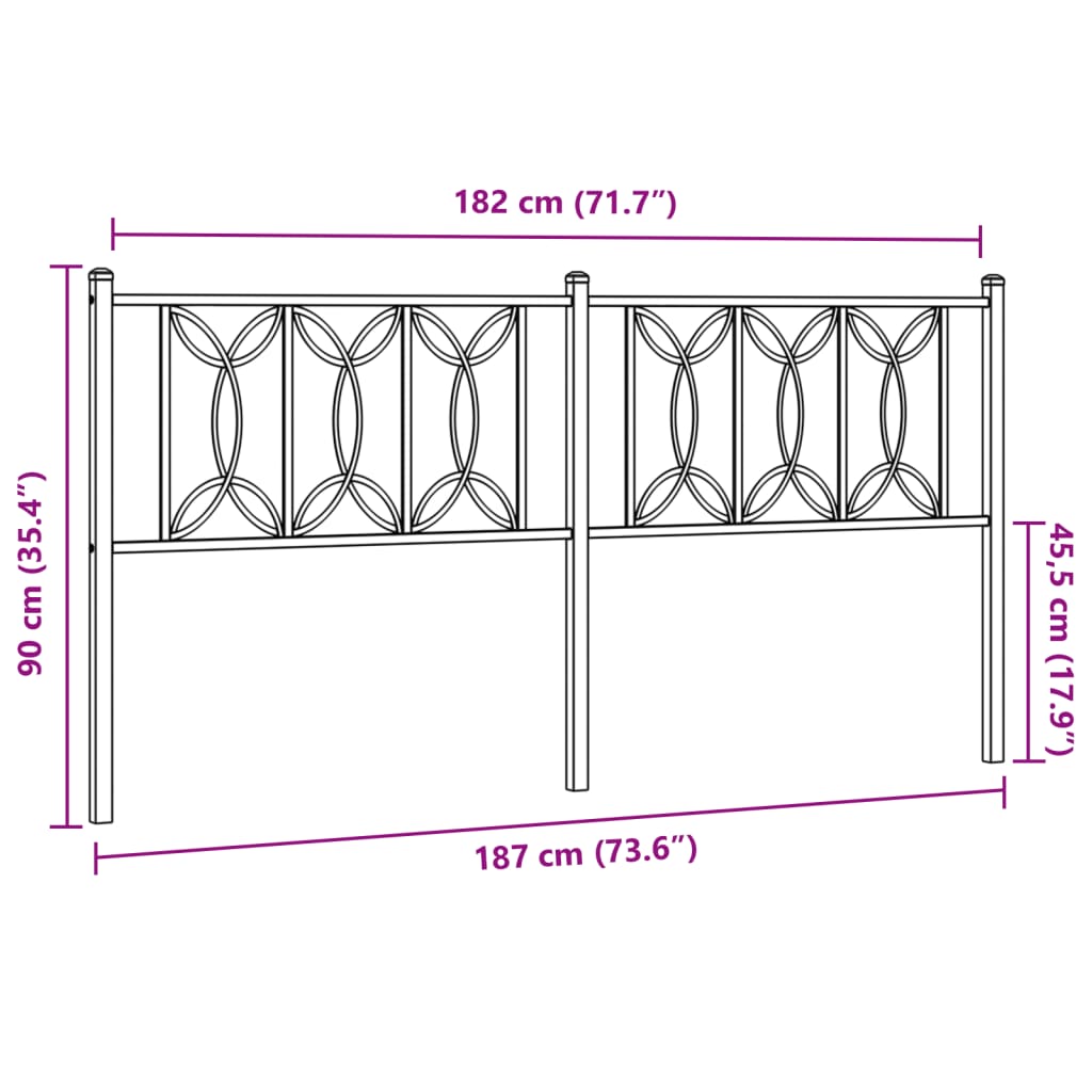 Cabeceira de cama 180 cm metal branco