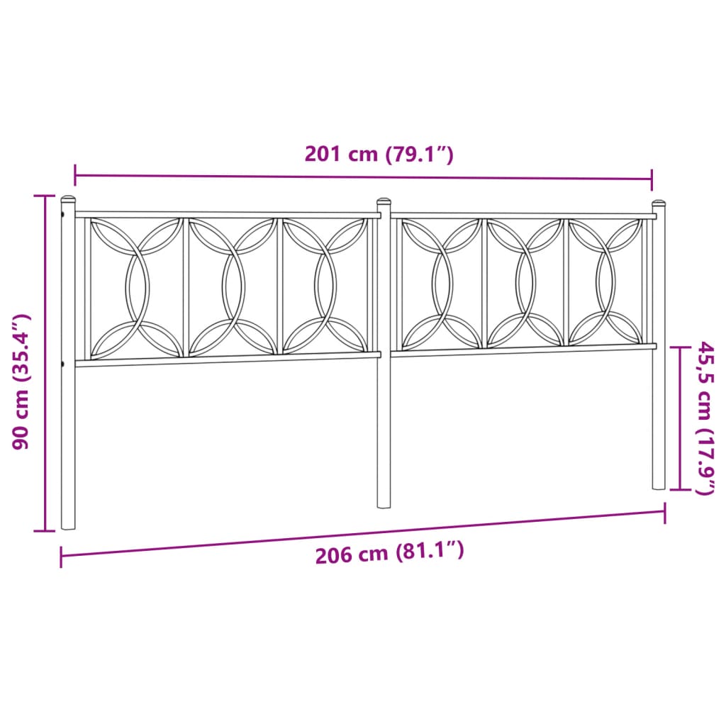 Cabeceira de cama 200 cm metal branco