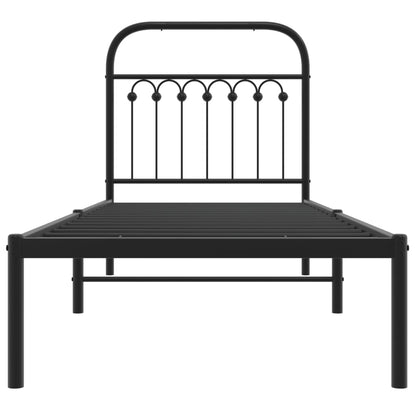 Estrutura de cama com cabeceira 75x190 cm metal preto