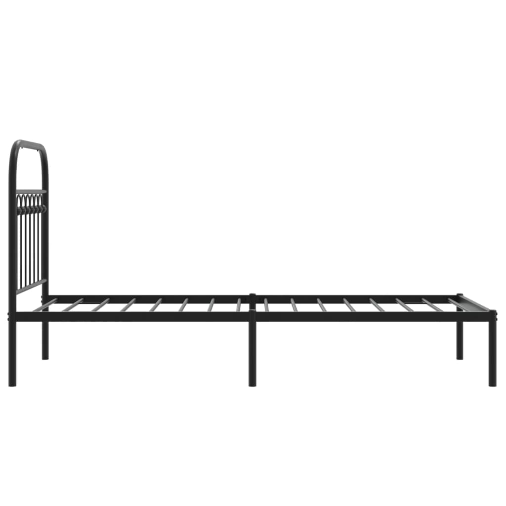 Estrutura de cama com cabeceira 75x190 cm metal preto